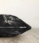 Siyah Beyaz Sevimli Kedi Dijital Baskılı Modern Raşel Kadife Yastık Kırlent Kılıfı Realhomes