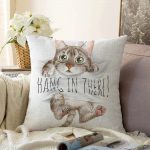 - Sonil-K-5712-Gorsel1 - Realhomes  Sevimli Kedi Desenli Dijital Baskılı Modern Raşel Kadife Yastık Kırlent Kılıfı Realhomes