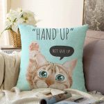 - Sonil-K-5713-Gorsel1 - Realhomes  Sevimli Kedi Desenli Dijital Baskılı Modern Raşel Kadife Yastık Kırlent Kılıfı Realhomes