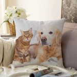 - Sonil-K-5726-Gorsel1 - Realhomes  Sevimli Kedi ve Köpek Dijital Baskılı Modern Raşel Kadife Yastık Kırlent Kılıfı Realhomes