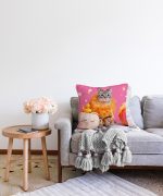 Bal Kabakları Arasında Sevimli Kedi Modern Raşel Kadife Yastık Kırlent Kılıfı Realhomes