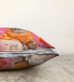 Bal Kabakları Arasında Sevimli Kedi Modern Raşel Kadife Yastık Kırlent Kılıfı Realhomes