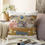 Sevimli Kediler Dijital Baskılı Modern Raşel Kadife Yastık Kırlent Kılıfı Realhomes