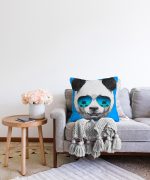 - Sonil-K-5737-Gorsel2 - Realhomes  Mavi Zeminde Gözlüklü Cool Panda Motifli Dekoratif Raşel Kadife Kırlent Kılıfı Realhomes