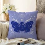 - Sonil-K-5747-Gorsel1 - Realhomes  Karolina Mavisi Zeminli Sonsuz Kelebek Desenli Modern Raşel Kadife Kırlent Kılıfı Realhomes