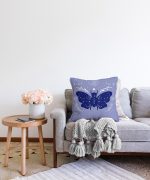 - Sonil-K-5747-Gorsel2 - Realhomes  Karolina Mavisi Zeminli Sonsuz Kelebek Desenli Modern Raşel Kadife Kırlent Kılıfı Realhomes