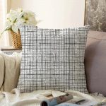Siyah Beyaz Damalı Modern Raşel Kadife Kırlent Kılıfı Realhomes