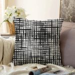 Siyah Beyaz Damalı Dekoratif Raşel Kadife Yastık Kılıfı Realhomes