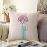 - Sonil-K-5776-Gorsel1 - Realhomes  Pembe Zeminde Gül Motifli Bohemian Dekoratif Raşel Kadife Kırlent Kılıfı Realhomes