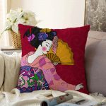 - Sonil-K-5790-Gorsel1 - Realhomes  Yelpazeli Japon Kadın Motifli Dekoratif Raşel Kadife Yastık Kılıfı Realhomes