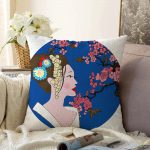 - Sonil-K-5794-Gorsel1 - Realhomes Çiçek Motifli Japon Kız Desenli Dekoratif Raşel Kadife Yastık Kılıfı Realhomes
