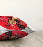 Çiçek Desenli Yelpazeli Japon Kız Motifli Modern Raşel Kadife Yastık Kılıfı Realhomes
