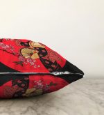 Çiçek Desenli Yelpazeli Japon Kız Motifli Modern Raşel Kadife Kırlent Kılıfı Realhomes