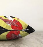 Çiçek Desenli Yelpazeli Japon Kız Motifli Modern Raşel Kadife Yastık Kılıfı Realhomes