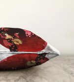 Çiçek Desenli Yelpazeli Japon Kız Motifli Modern Raşel Kadife Kırlent Kılıfı Realhomes