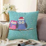 - Sonil-K-58-Gorsel1 - Realhomes Baykuş Desenli Dijital Baskılı Dekoratif Raşel Kadife Yastık Kırlent Kılıfı Realhomes