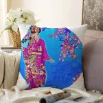 - Sonil-K-5810-Gorsel1 - Realhomes  Beyaz ve Mavi Zeminli Çiçekli Japon Kadın Desenli Modern Raşel Kadife Kırlent Kılıfı Realhomes