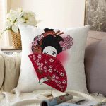 - Sonil-K-5814-Gorsel1 - Realhomes Kırmızı Yelpazeli Şaman Japon Kadın Dijital Baskılı Raşel Kadife Kırlent Kılıfı Realhomes