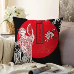 Beyaz Dal Desenli Çift Yelpazeli Japan Kadın Modern Raşel Kadife Yastık Kılıfı Realhomes