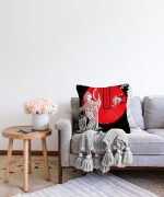 Beyaz Dal Desenli Çift Yelpazeli Japan Kadın Modern Raşel Kadife Yastık Kılıfı Realhomes