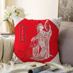 - Sonil-K-5828-Gorsel1 - Realhomes  Ağaç Dal Motifli Japan Kız Motifli Dekoratif Raşel Kadife Kırlent Kılıfı Realhomes