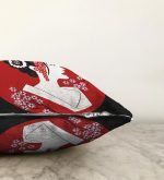 - Sonil-K-5829-Gorsel3 - Realhomes  Siyah ve Kırmızı Zeminli Japon Kız Modern Raşel Kadife Kırlent Kılıfı Realhomes