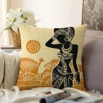- Sonil-K-5830-Gorsel1 - Realhomes Etnik Desen Zeminli Afrika Kadın Motifli Dekoratif Raşel Kadife Yastık Kılıfı Realhomes