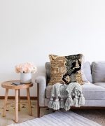 Etnik Desen Zeminli Afrika Kadın Motifli Dekoratif Raşel Kadife Yastık Kılıfı Realhomes