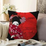 - Sonil-K-5837-Gorsel1 - Realhomes  Kırmızı Yelpazeli Şaman Japan Kadın Dijital Baskılı Raşel Kadife Kırlent Kılıfı Realhomes