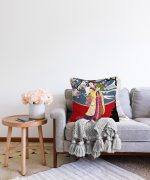 Yelpazeli Japon Kadın Motifli Dekoratif Raşel Kadife Yastık Kılıfı Realhomes