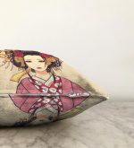 Masum Baskan Japon Kız Motifli Modern Raşel Kadife Kırlent Kılıfı Realhomes