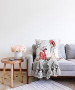 - Sonil-K-5844-Gorsel2 - Realhomes Dal Detaylı Şemsiyeli Japon Kızlar Modern Raşel Kadife Kırlent Kılıfı Realhomes