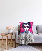 - Sonil-K-5849-Gorsel2 - Realhomes  Pembe Zeminde Havai Fişek Figürlü Gözlüklü Fashion Girl Modern Raşel Kadife Kırlent Kılıfı Realhomes