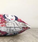 Çiçek Taçlı Japon Kadın Figürlü Dekoratif Raşel Kadife Kırlent Kılıfı Realhomes