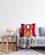 Meyve Sepetli Japon Kadın Desenli Modern Raşel Kadife Yastık Kılıfı Realhomes