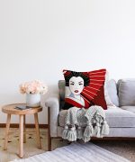 - Sonil-K-5863-Gorsel2 - Realhomes  Kırmızı Temalı Japon Kadın Motifli Raşel Kadife Kırlent Kılıfı Realhomes