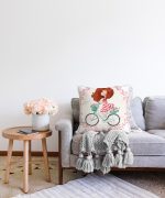 Modern Bisiklet Desenli Dijital Baskılı Dekoratif Raşel Kadife Yastık Kırlent Realhomes