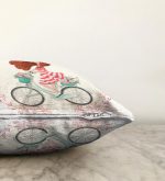 Modern Bisiklet Desenli Dijital Baskılı Dekoratif Raşel Kadife Yastık Kırlent Realhomes