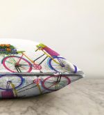 Modern Bisiklet Desenli Dijital Baskılı Dekoratif Raşel Kadife Yastık Kırlent Kılıfı Realhomes