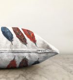 - Sonil-K-6748-Gorsel3 - Realhomes  Beyaz Zeminde Üç Renkli Tüy Desenli Dekoratif Raşel Kadife Yastık Kırlent Kılıfı Realhomes