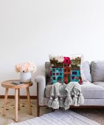 Ev Motifli Dijital Baskılı Dekoratif Raşel Kadife Yastık Kırlent Kılıfı Realhomes