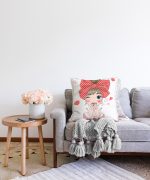 - Для Интернета - Realhomes  Fashion Girl Dijital Baskılı Modern Raşel Kadife Yastık Kırlent Kılıfı Realhomes