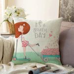 - scootergirl.eps - Realhomes  Fashion Girl Dijital Baskılı Modern Raşel Kadife Yastık Kırlent Kılıfı Realhomes
