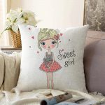 - Для Интернета - Realhomes Fashion Girl Dijital Baskılı Modern Raşel Kadife Yastık Kırlent Kılıfı Realhomes