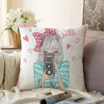 Fashion Girl Dijital Baskılı Modern Raşel Kadife Yastık Kırlent Kılıfı Realhomes