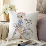 - Print - Realhomes Fashion Girl Dijital Baskılı Modern Raşel Kadife Yastık Kırlent Kılıfı Realhomes