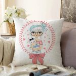 - Print - Realhomes  Fashion Girl Dijital Baskılı Modern Raşel Kadife Yastık Kırlent Kılıfı Realhomes