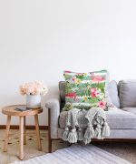 - Flamingo Background. Tropical Flowers Background. Vintage Seamle - Realhomes  Flamingo Desen Dijital Baskılı Modern Raşel Kadife Yastık Kırlent Kılıfı Realhomes