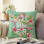 - Tropical Flowers Background. Summer Design. Vector. Flamingo Bac - Realhomes  Flamingo Desen Dijital Baskılı Modern Raşel Kadife Yastık Kırlent Kılıfı Realhomes