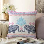 Modern Fil Desenli Dijital Baskılı Modern Raşel Kadife Yastık Kırlent Kılıfı Realhomes